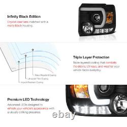 For 14-15 GMC Sierra FiBer OpTic LED Neon Tube Black Projector Headlights PAIR