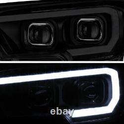 For 16-21 Toyota Tacoma Sinister Black Smoke LED Sequential Signal DRL Headlight