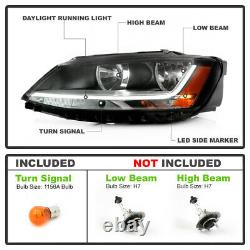 For 17-18 VW Jetta Crystal Clear Replacement Headlight Lamp LED DRL Left+Right