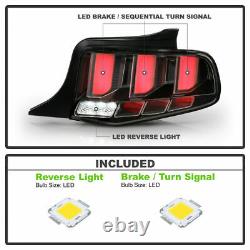 For 2010-2012 Ford Mustang Black Clear Sequential LED Tube Tail Light Brake Lamp