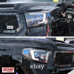 For 2014-17 Toyota Tundra TRD STYLE FIBER OPTIC LED Black Projector Headlights