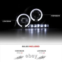 For 97-00 Toyota Tacoma Pickup Truck Black Halo Angel Eye Projector Headlight