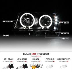 For 99-04 Jeep Grand Cherokee WJ WG Black LED Halo Angel Eye Projector Headlight