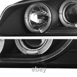 JDM Black Halo Angel Eye Projector Headlight For 1997-2001 Subaru Impreza RS/LX