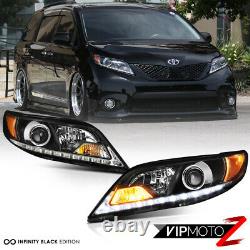 LED STRIP DRL For 11-20 Toyota Sienna L LE XLE Black Headlight SET Replacement