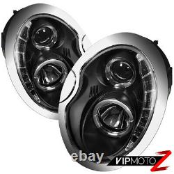 LH+RH Black Pair Halo Projector Headlight LED Daytime Lamps 02-06 Mini Cooper