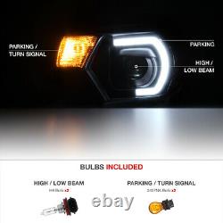 Optic Neon Tube DRL For 12-15 Toyota Tacoma Black Projector LED Headlight Lamp