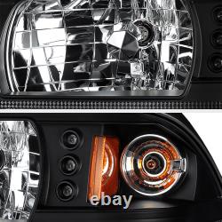PAIR For 87-93 Ford Mustang 1P Upgrade LED DRL Headlight Signal Lamp Black Clear