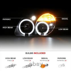 Pair LH+RH Dual Halo Projector Black Headlight Lamps For 98-04 R170 SLK M-BENZ