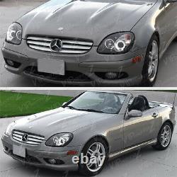 Pair LH+RH Dual Halo Projector Black Headlight Lamps For 98-04 R170 SLK M-BENZ