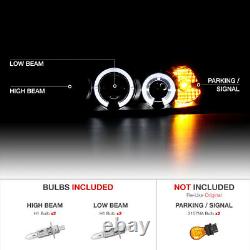 SINISTER BLACK 1999-2004 Ford Mustang Halo Angel Eye Projector Headlights PAIR