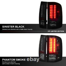 SINISTER BLACK For 07-13 Chevy Silverado 1500 2500HD 3500HD Smoke LED Tail Light