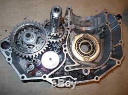 #UCG 08 KTM 450 XC 4 engine left side case transmission gears shaft drum bearing