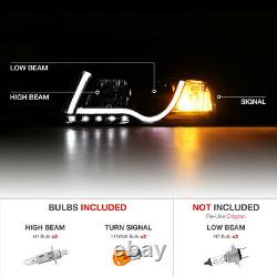 05-08 Audi A6 Black Projector Headlight Lamp+led Smd Daytime Driving Lamps Pair