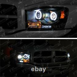 06-08 Dodge Ram 1500 2500 3500 Black Dual Halo Projecteur Phares/lampes Led