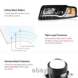 2002-2005 Audi A4/s4 Euro Black Projector Headlight+led Neon Drl Lampes De Course