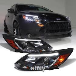 2012-2014 Ford Focus Sedan Hatchback Led Drl Omg Black Projector Phares