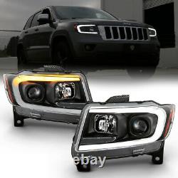 Black Clear Projecteur Phare Led Switchback Pour 11-13 Jeep Grand Cherokee Wk2
