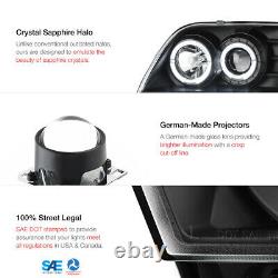 Black Dual Led Projecteur De Bague Halo Phare De Lampe Pour 97-03 Ford F150/expedition