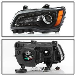 Black Led Drl 2011-2014 Chrysler 300 Factory Style Phares De Remplacement