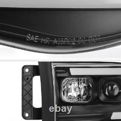 Pour 02-05 Dodge Ram Pickup 1500 2500 3500 Black Led Bar Projecteur Phare