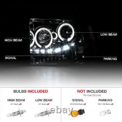 Pour 05-07 Ford Superduty Black Clear Double Led Projecteur De Bague Halo Lampe Phare