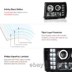 Pour 07-13 Gmc Sierra 1500 2500hd 3500hd Black Led Projecteur D'oeil Angel Phare