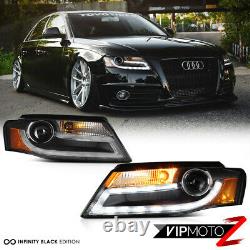 Pour 09-12 Audi A4 B8 Infinity Black Projector Headlight Drl Led Light Bar Euro