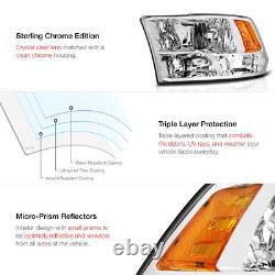 Pour 09-18 Dodge Ram Usine Quad Style Chrome Lampe De Remplacement Phare