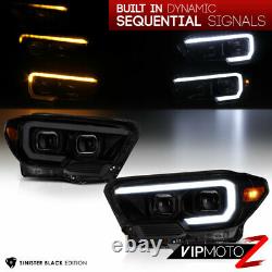 Pour 16-21 Toyota Tacoma Sinister Black Smoke Signal Séquentiel Drl Phare